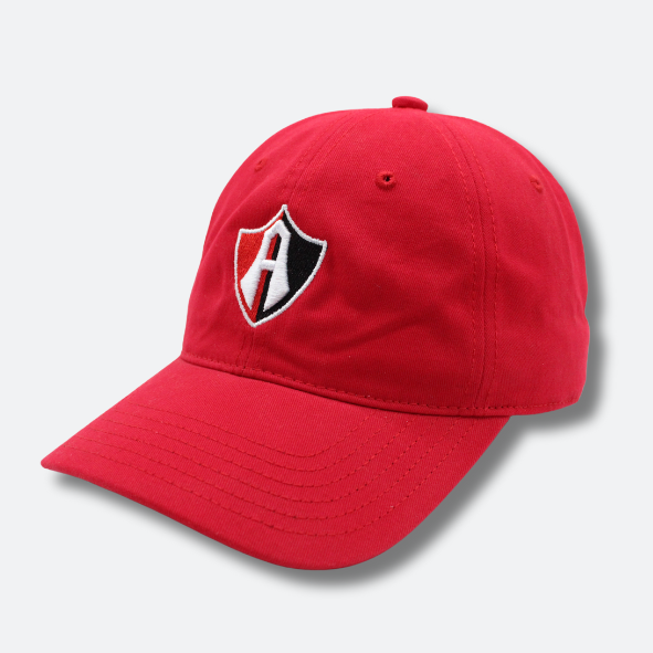 GORRA ATLAS FC EN COLOR ROJO CON ESCUDO BORDADO 3D