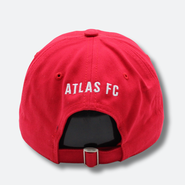 GORRA ATLAS FC EN COLOR ROJO CON ESCUDO BORDADO 3D