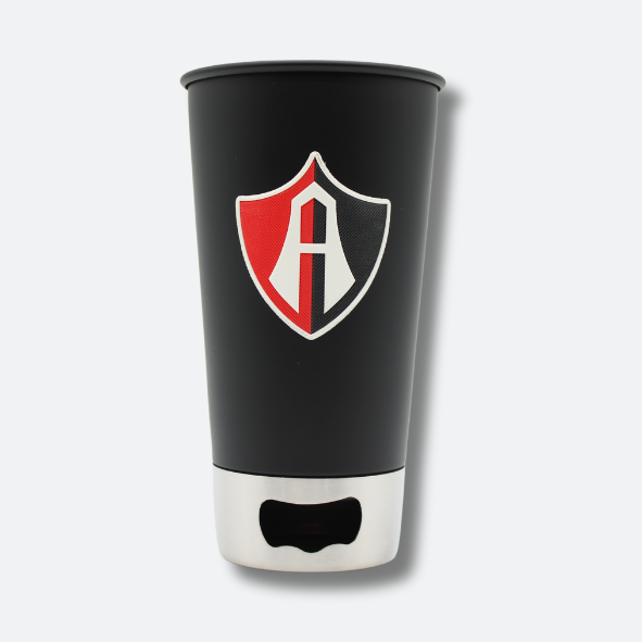 VASO CON DESTAPADOR FAN ATLAS FC NEGRO