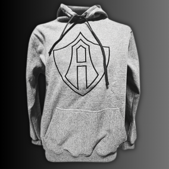 SUDADERA CERRADA ATLAS FC ESCUDO GRAY – Rojinegros