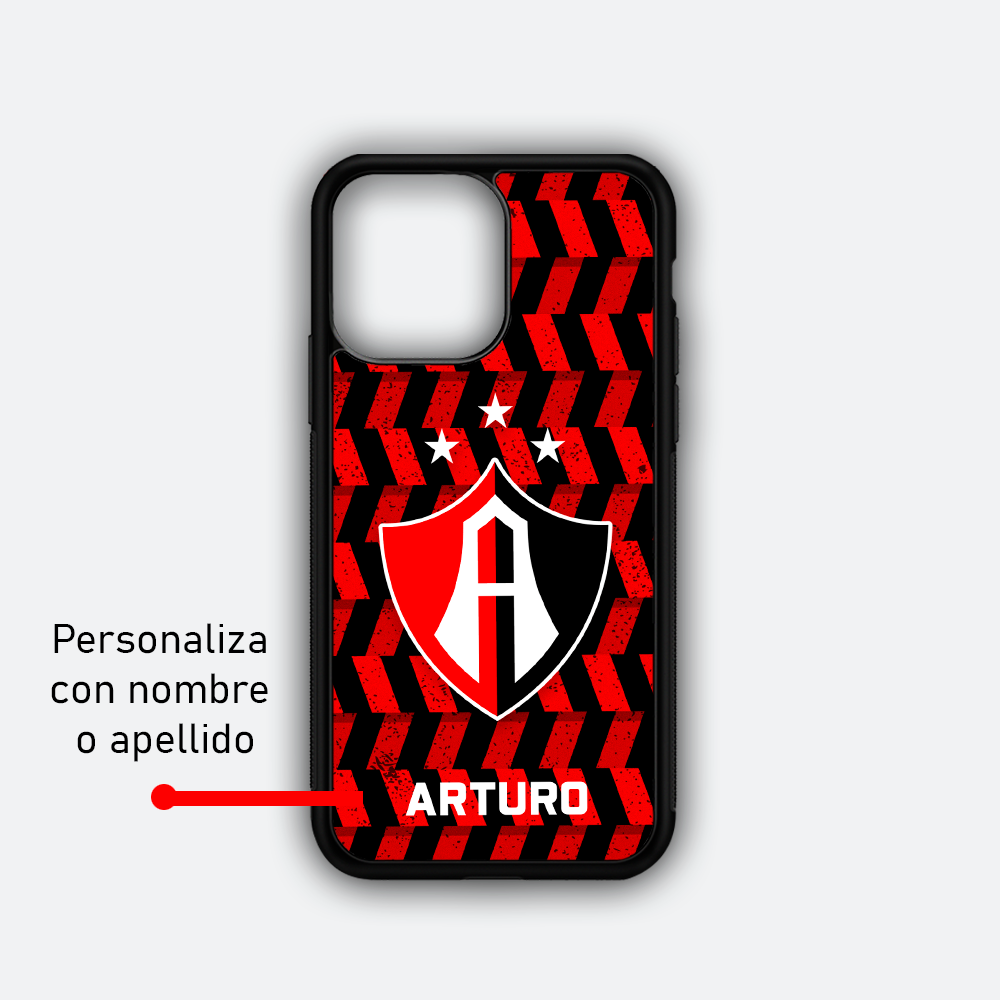 FUNDA PARA CELULAR ESCUDO FONDO ROJINEGRO (PERSONALIZABLE)