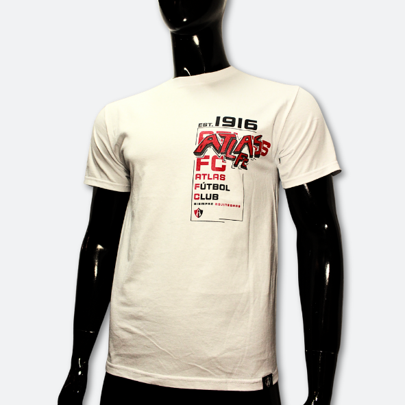 PLAYERA OFICIAL 1916 ATLAS FC EN COLOR BLANCO