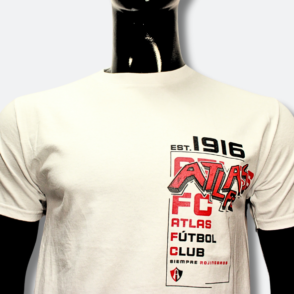 PLAYERA OFICIAL 1916 ATLAS FC EN COLOR BLANCO