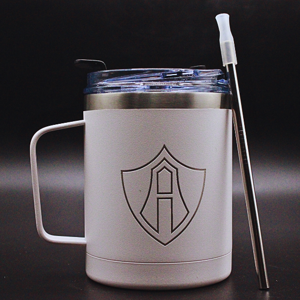 TAZA ATLAS FC ESCUDO OUTLINE WHITE - Rojinegros